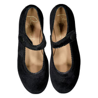 Papanatas  Black Velvet Trim Mary Janes