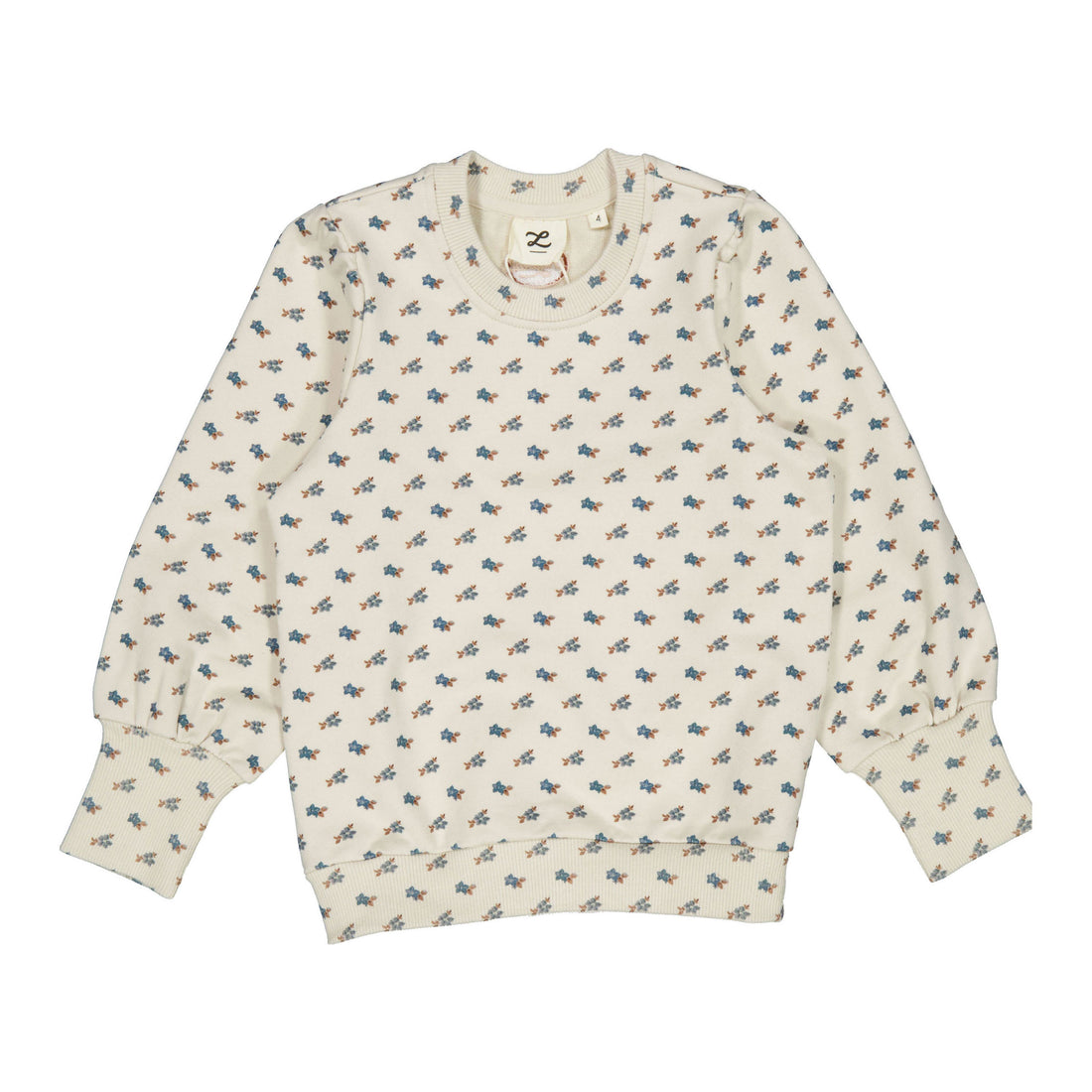 L by Ladida Blue Floral Puff Sleeve Sweatshirt
