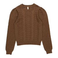 Ava and Lu Brown Chunky Sweater