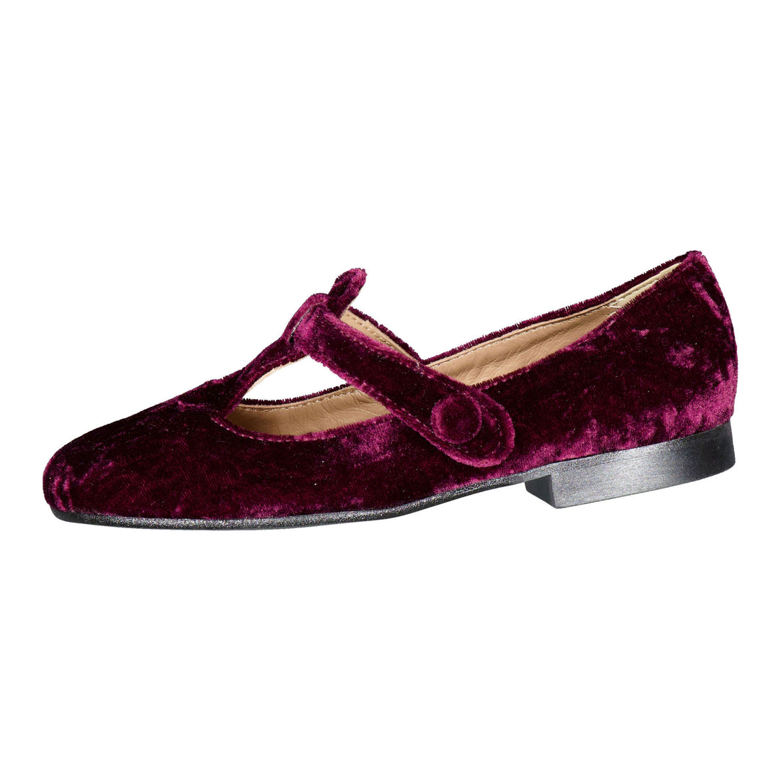 Papanatas  Burgundy Velvet Low Cut Mary Janes