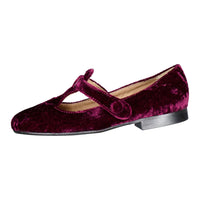 Papanatas  Burgundy Velvet Low Cut Mary Janes
