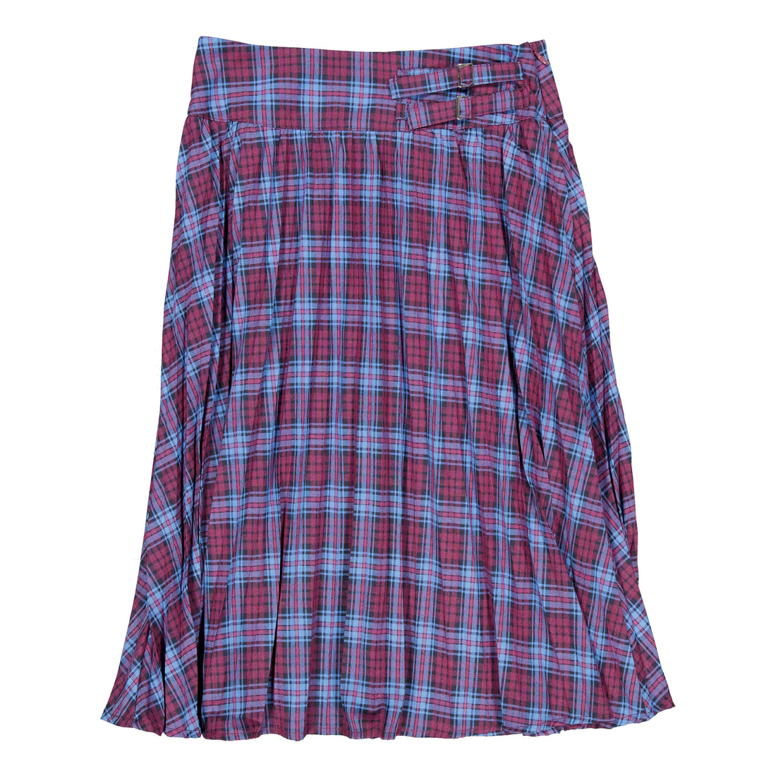 Darlin Maroon Plaid Buckle Skirt