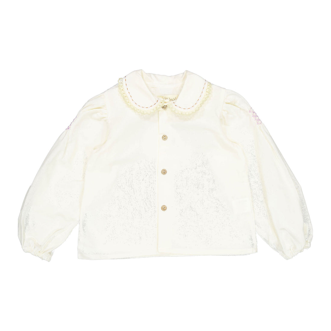 Birinit Ivory Smocked Embroidered Blouse