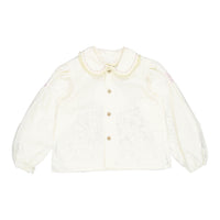 Birinit Ivory Smocked Embroidered Blouse
