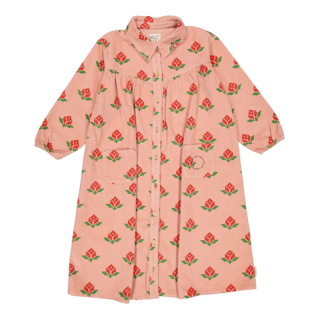 Piupiuchick Pink Big Flowers Knee-Length Dress