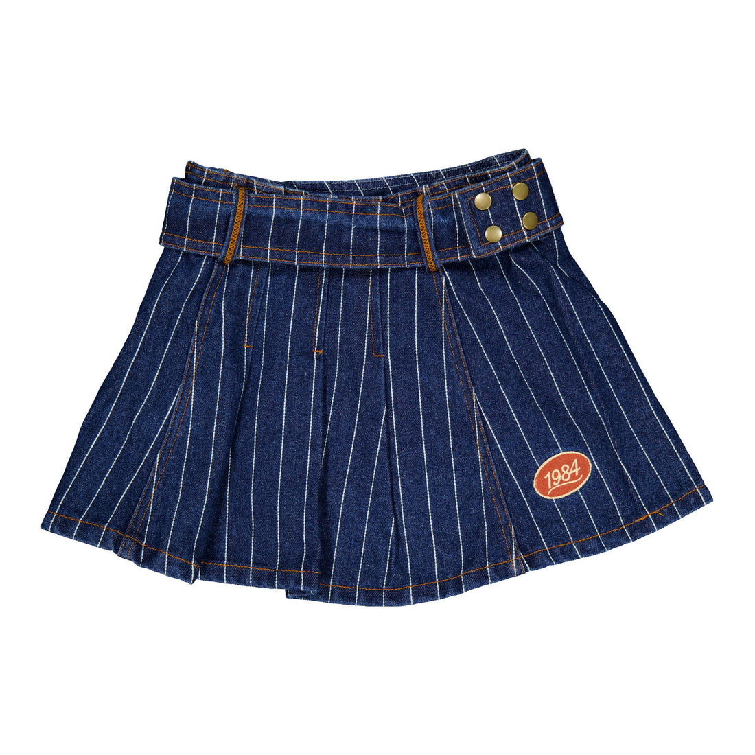 1984 Striped Denim Pleated Skirt