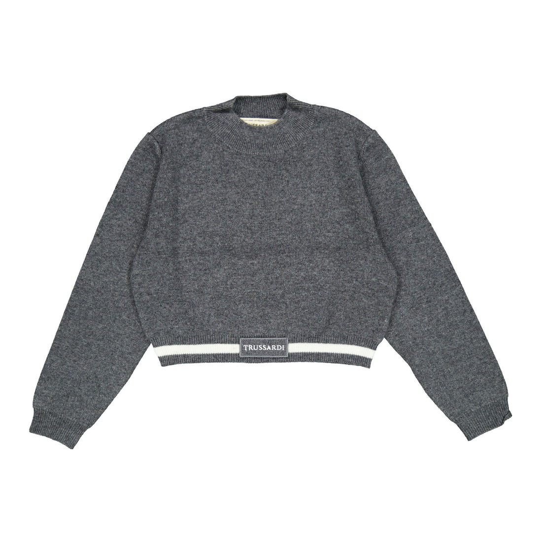 Trussardi Grey Cropped Knit Sweater