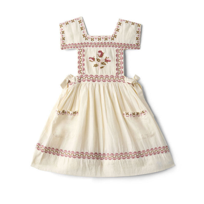 Lali  Antique White Polly Pinafore Dress