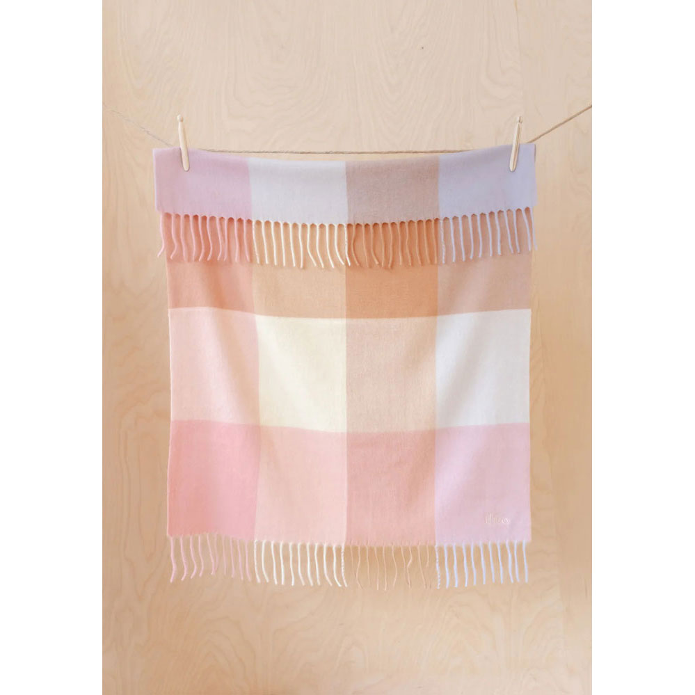 tbco Rose Block Check Lambswool Blanket