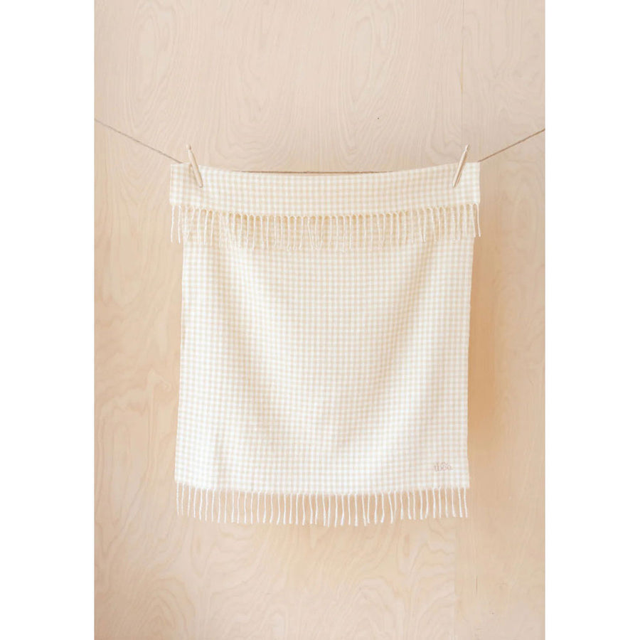 tbco Oatmeal Gingham Lambswool Blanket
