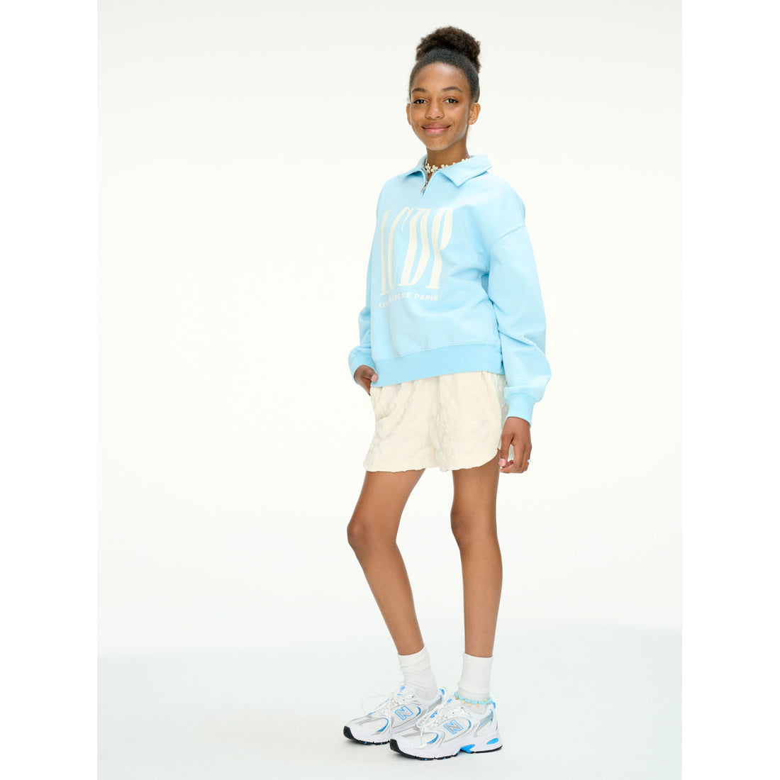 Les Coyotes De Paris Washed Sea Oversized Half Zip Sweatshirt