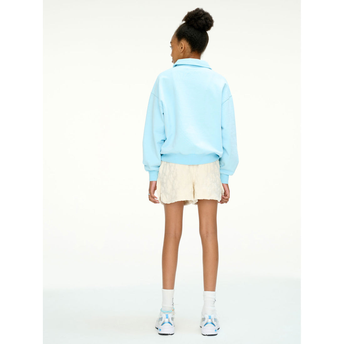 Les Coyotes De Paris Washed Sea Oversized Half Zip Sweatshirt