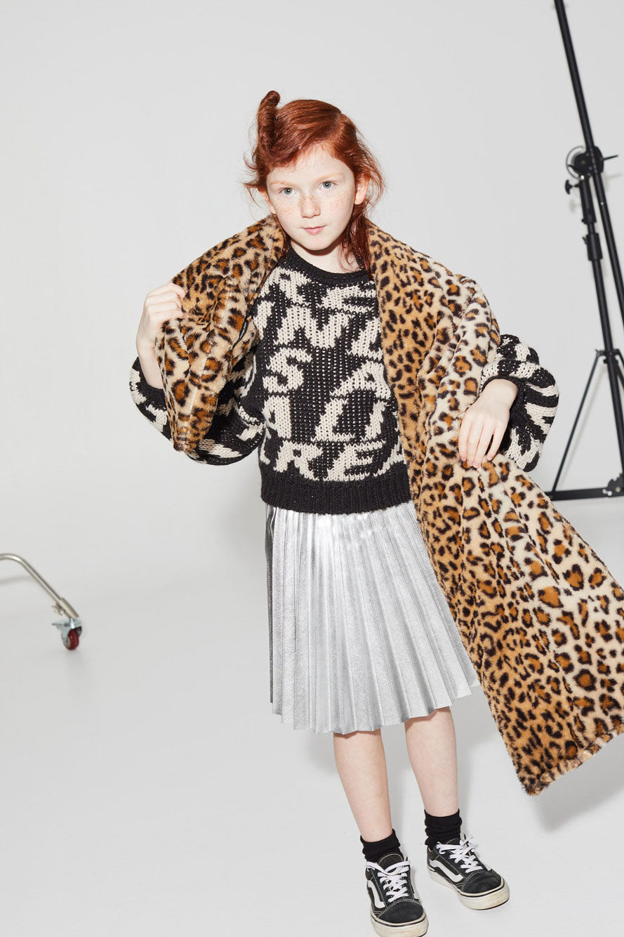 Little Creative Factory Black LCF Jacquard Ballon Sleeve Sweater