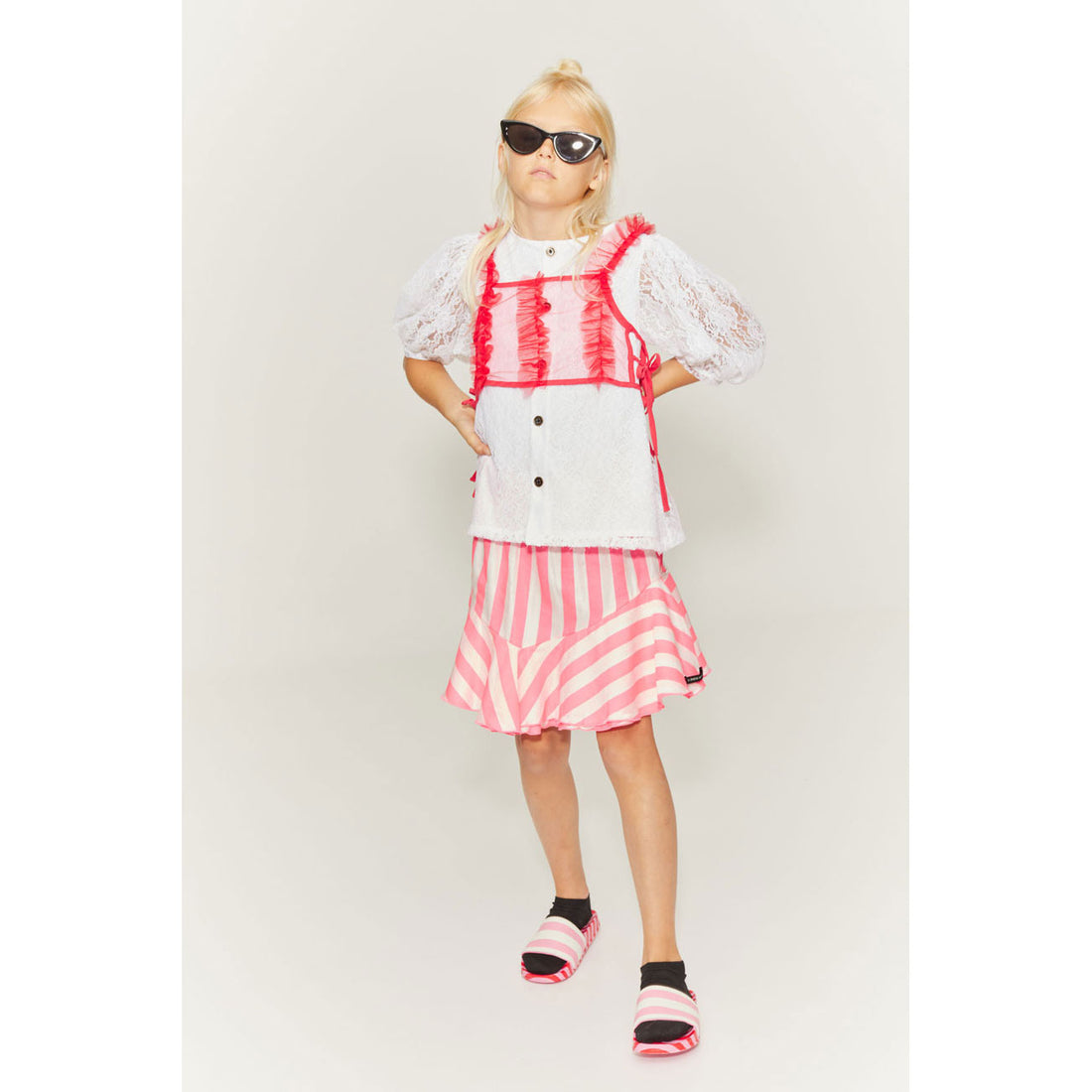 Little Creative Factory White/Neon Pink Carousel Mini Skirt