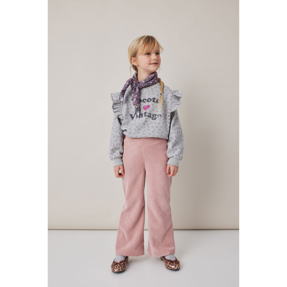 Tocoto Vintage Light Grey Flower Print Sweatshirt