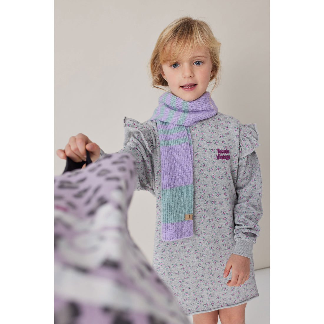 Tocoto Vintage Light Grey Flower Print Dress