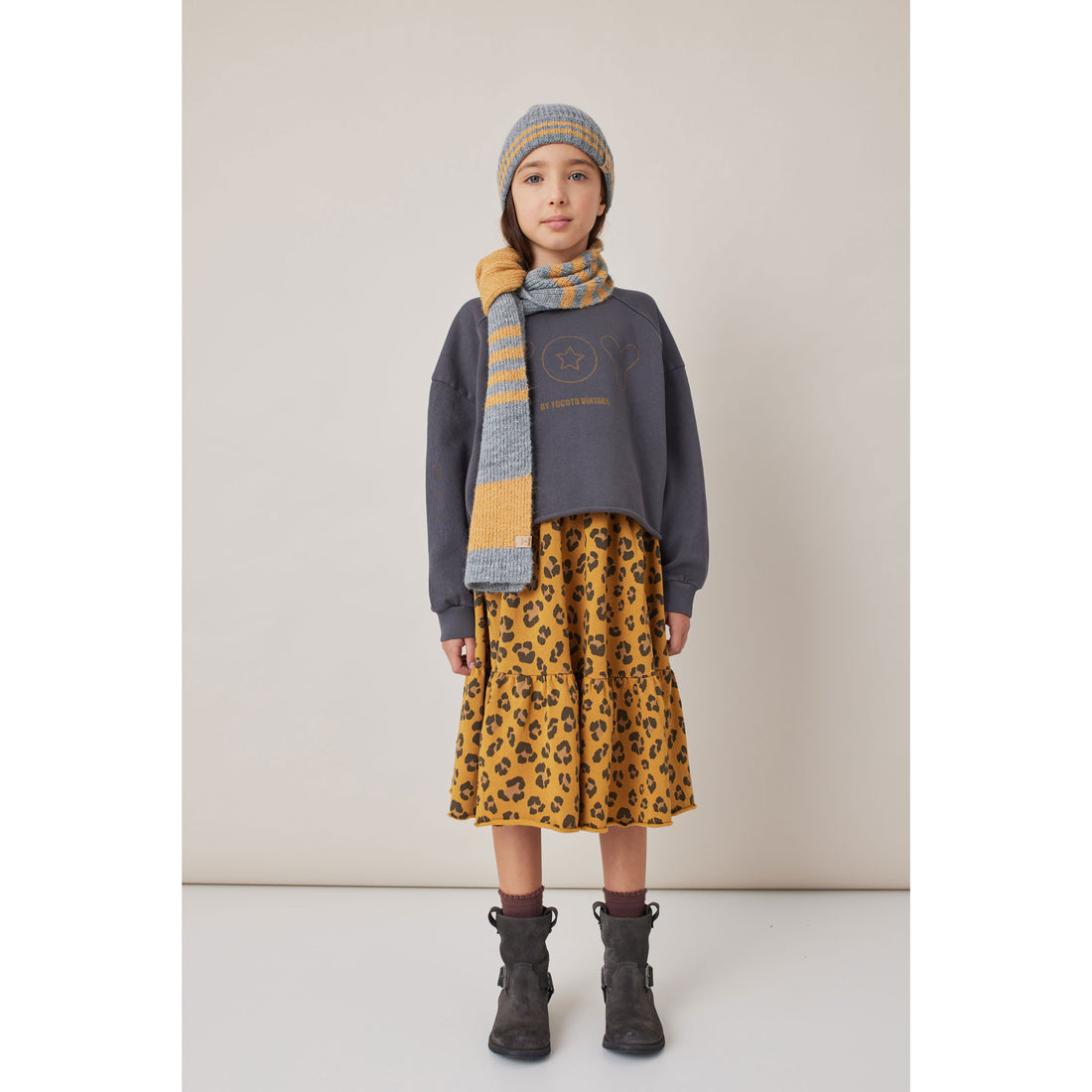 Tocoto Vintage Mustard Animal Print  Skirt