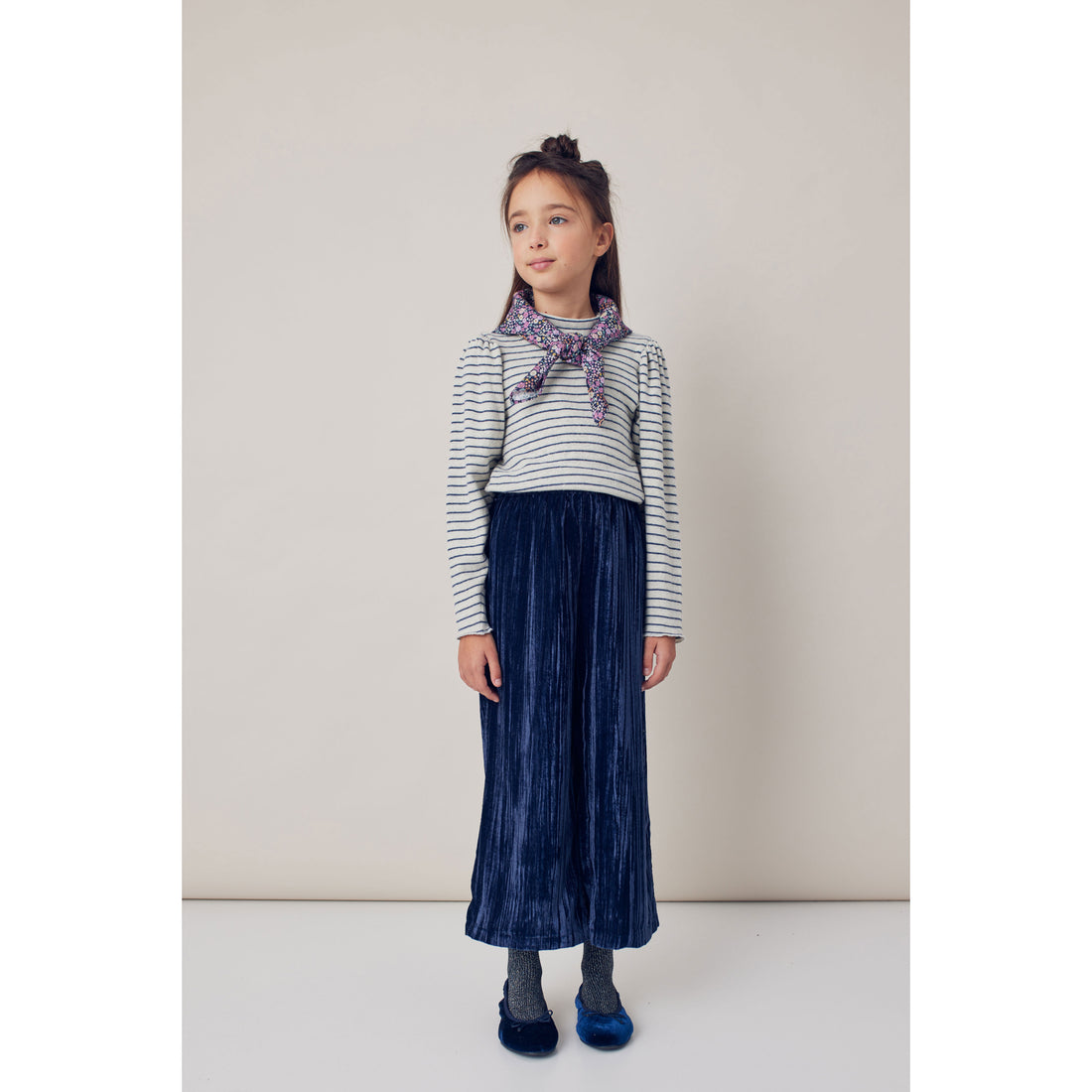 Tocoto Vintage Navy Velvet Long Skirt