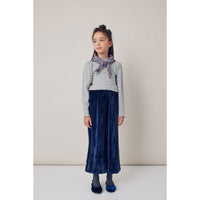 Tocoto Vintage Navy Velvet Long Skirt