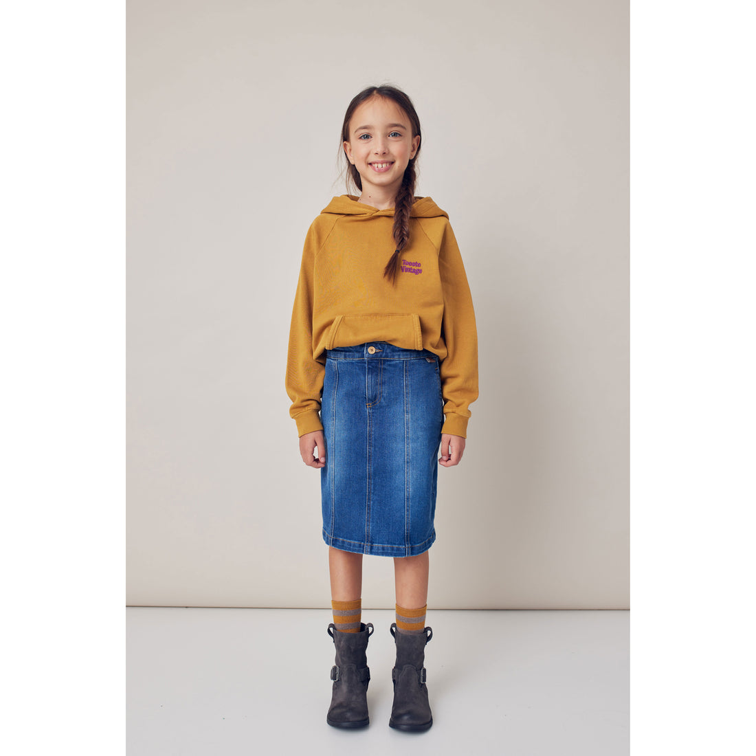 Tocoto Vintage Blue Denim Long Skirt
