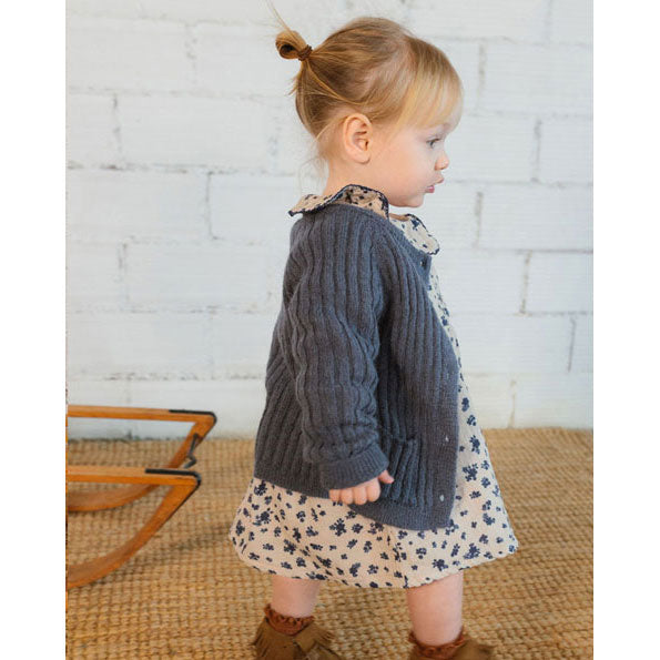 Buho Antic Blue Rib Knit Baby Cardigan