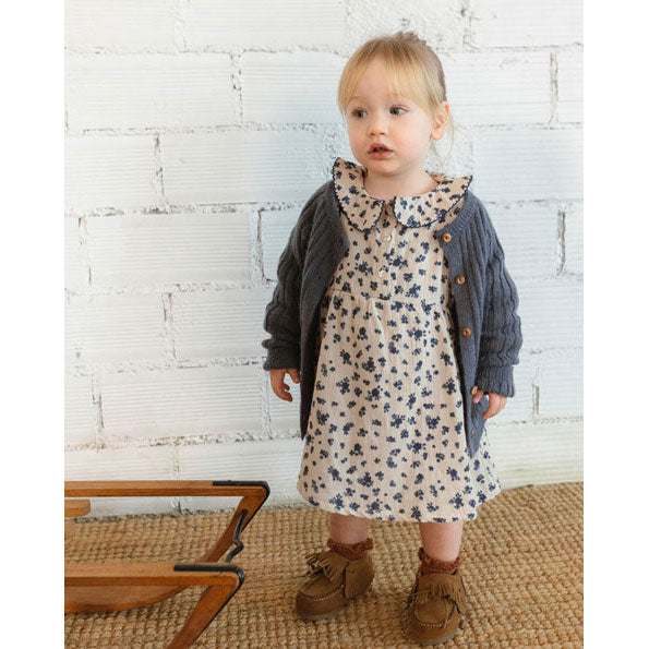 Buho Antic Blue Rib Knit Baby Cardigan