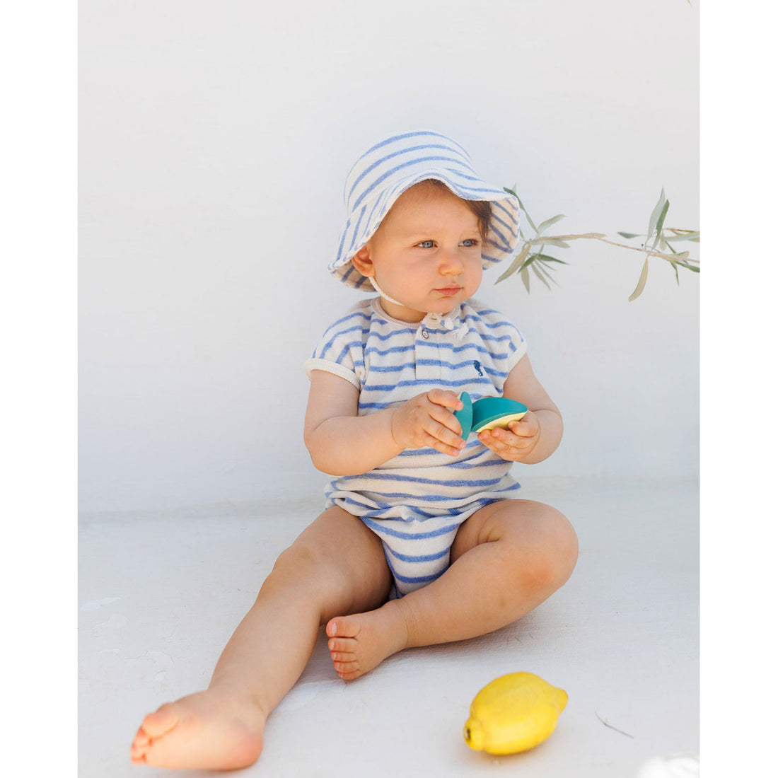 Buho Placid Blue Terry Stripes Romper