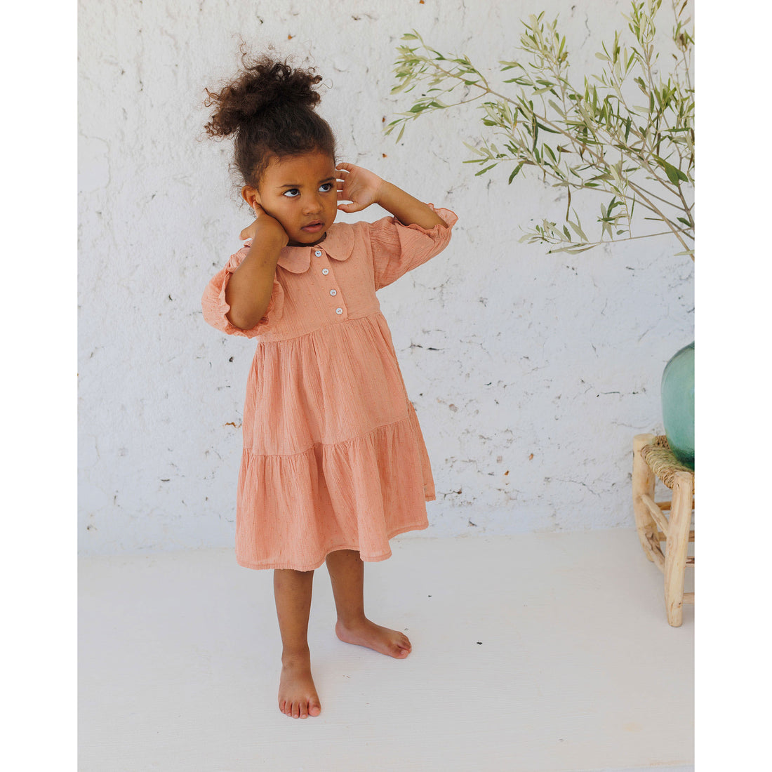 Buho Rose Clay Lurex Plumeti Dress