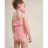 Buho Coral Red Rib Stripes Bathing suit