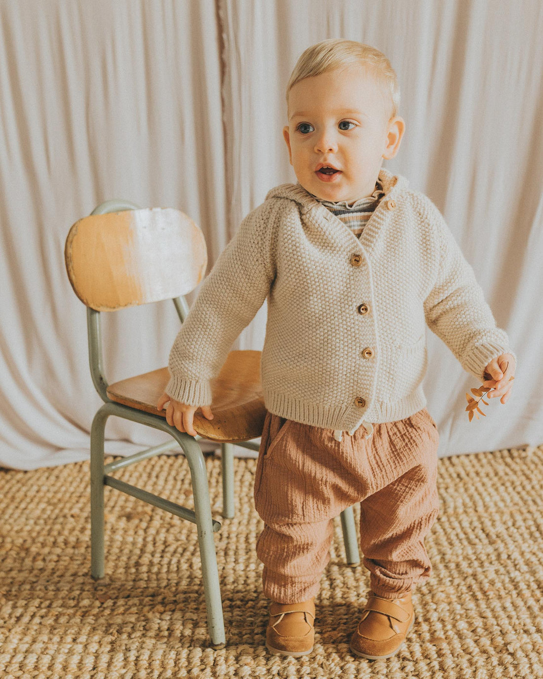 Buho Natural Baby Hooded Cardigan