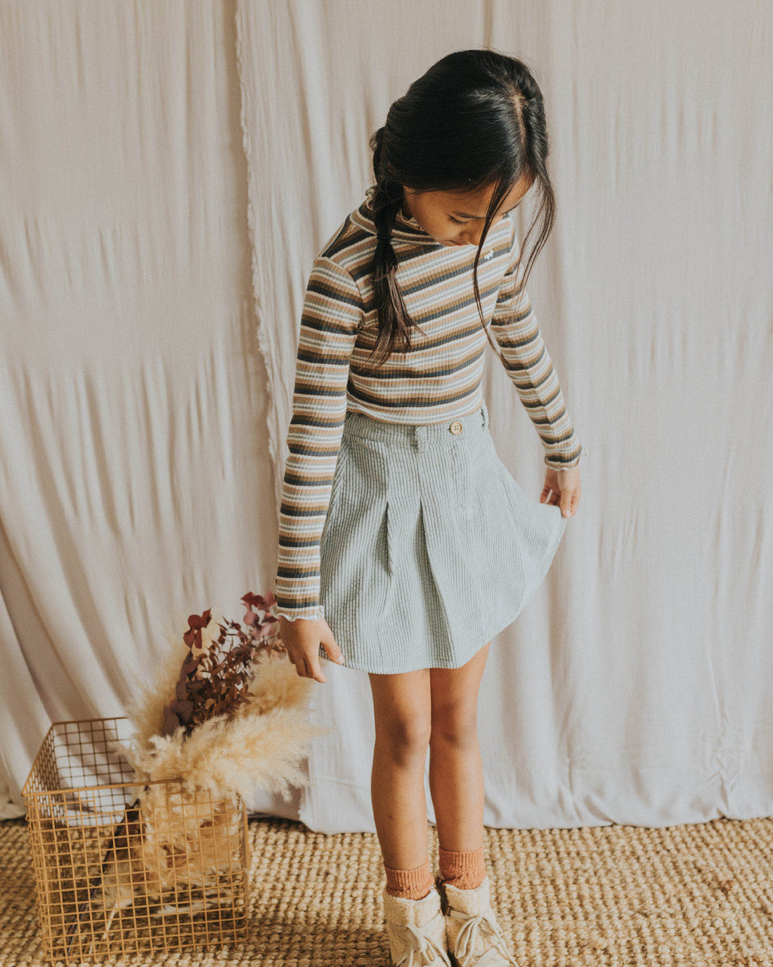 Buho Eucalyptus Box Pleat Skirt