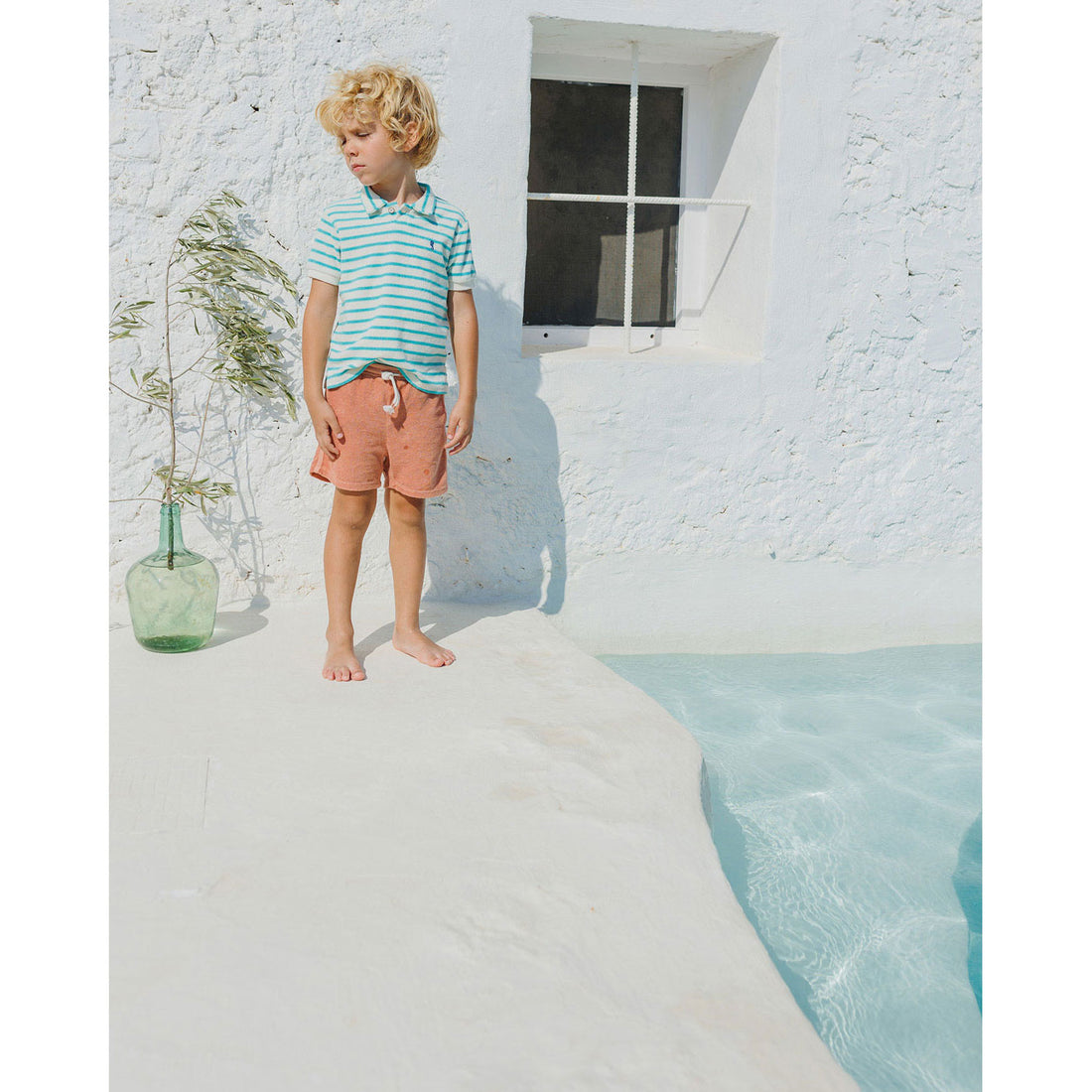 Buho Pool Green Terry Stripes Polo