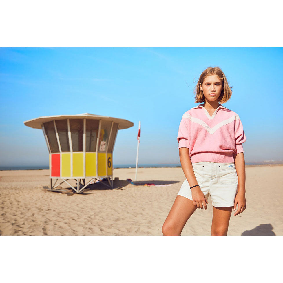 Indee Candy Pink Polo Knit Sweater