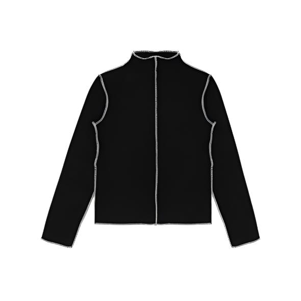 Imperial Black Seamed Turtleneck