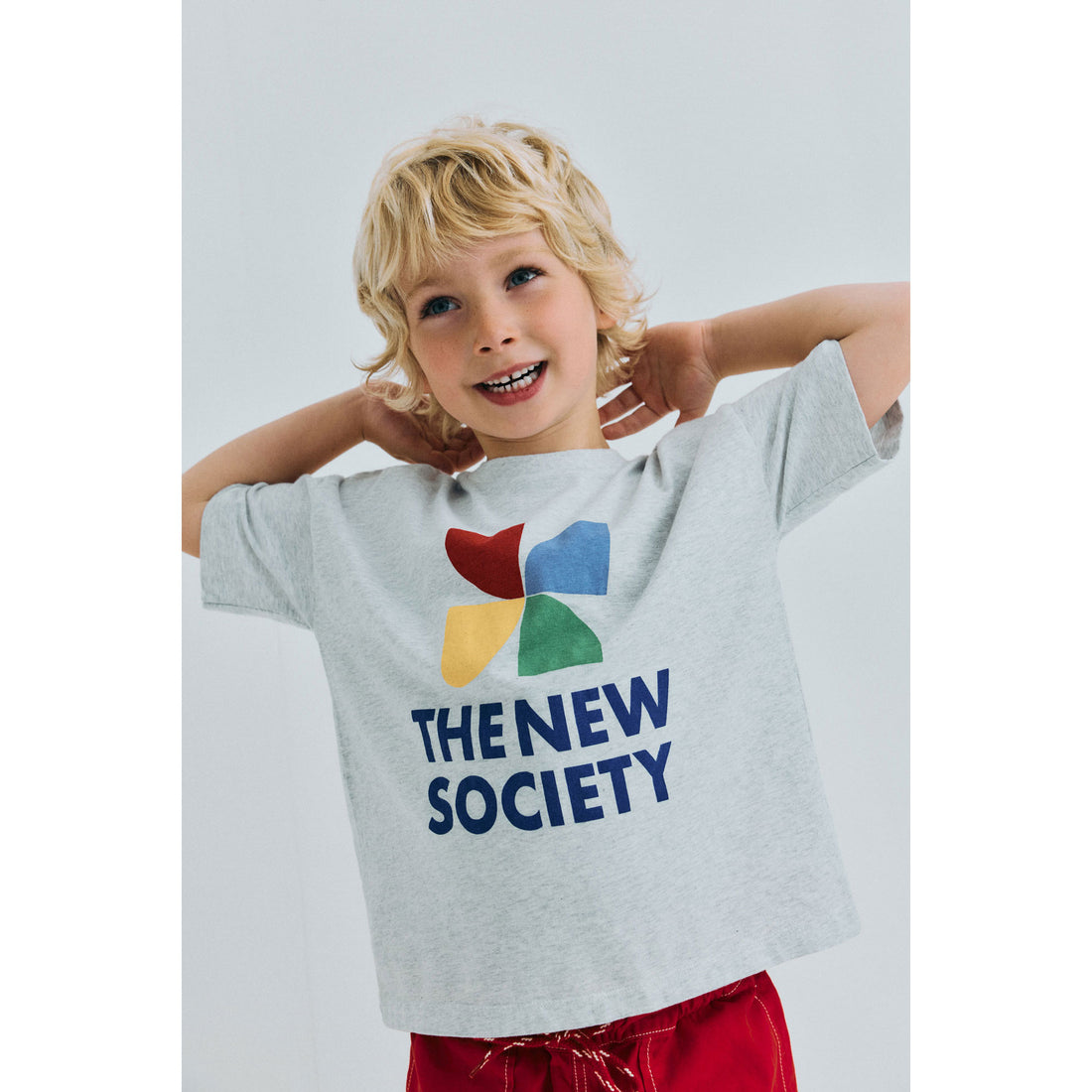 The New Society  Light Grey Melange TNS Logo T-Shirt
