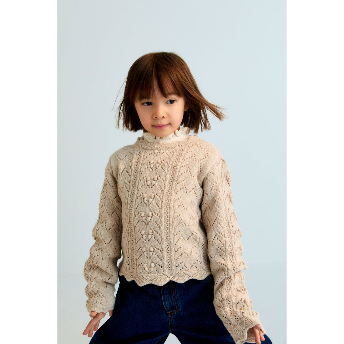 The New Society Moonlight White Lila Sweater