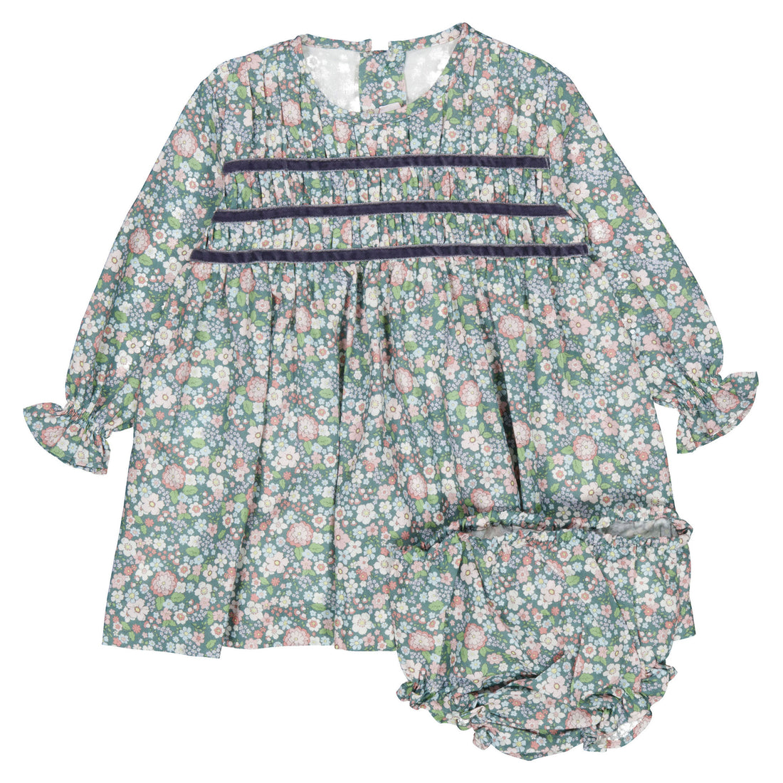 La Coqueta Green Floral Belia Smocked Set