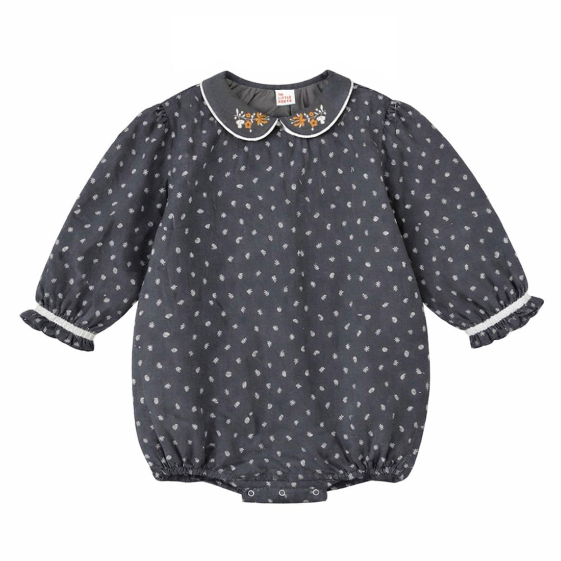 The Little Poets Graphite Embroidery Lara Romper