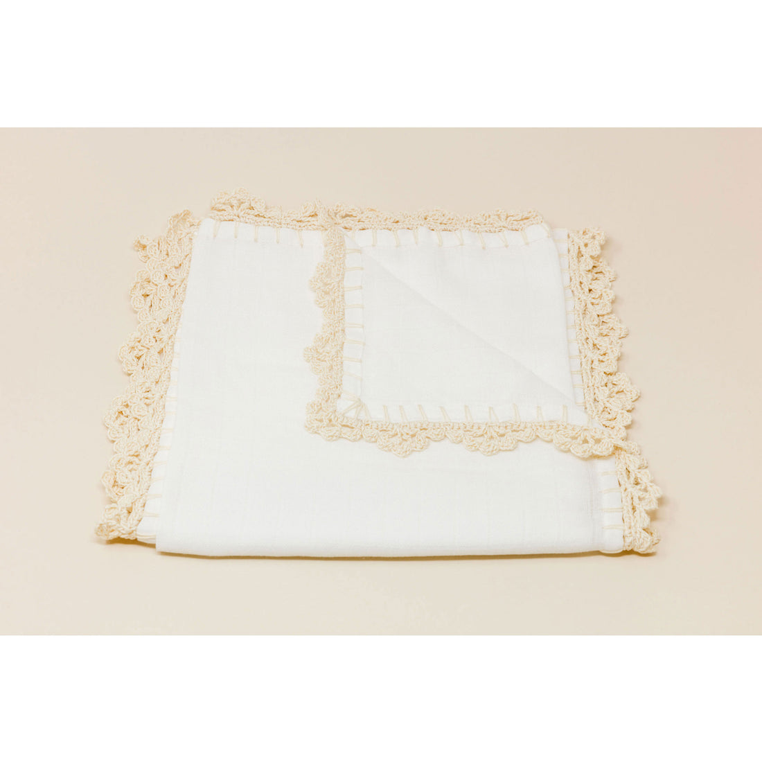 Yaarn Beige Wide Border Muslin Swaddles