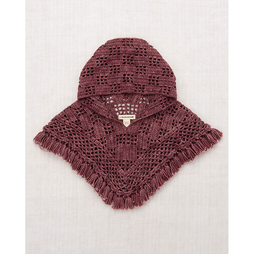 Misha and Puff Plum Lattice Crochet Hooded Capelet