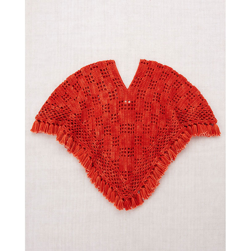 Misha and Puff  Red Flame Lattice Crochet Poncho