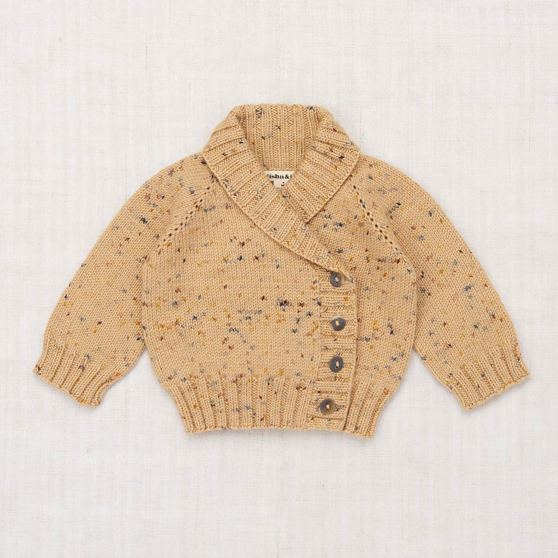 Misha and Puff Layette Saltwater Cardigan - Camel Confetti