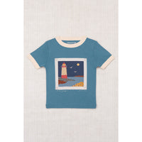 Misha and Puff Blue Slate Lighthouse Collage Ringer Tee