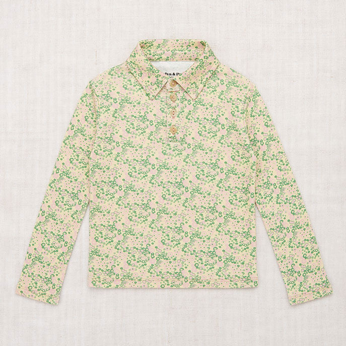 Misha and Puff Long Sleeve Polo - Pale Mauve Poppy Garden