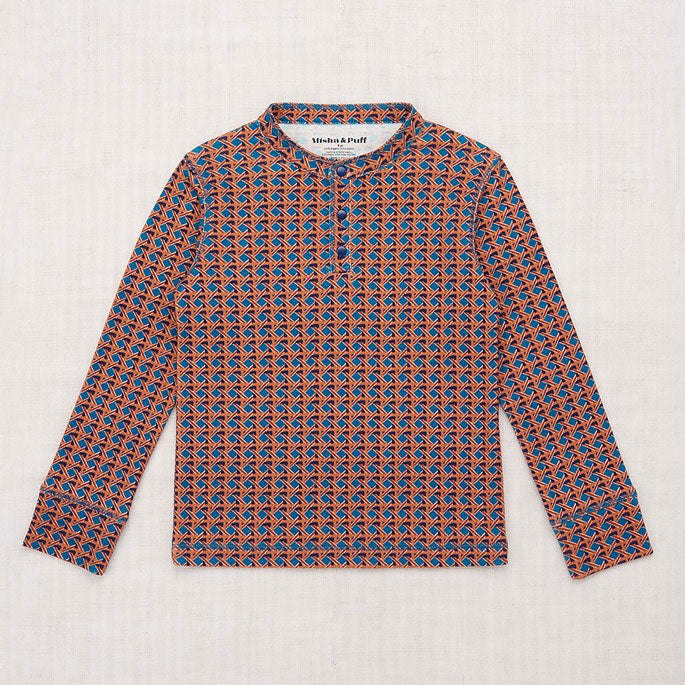 Misha and Puff Long Sleeve Vintage Henley - Atlantic Lattice