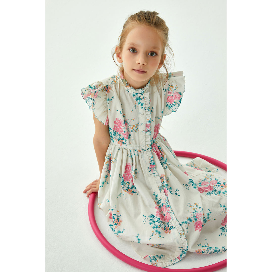 Cera Una Volta Pink Roses Delphine Dress