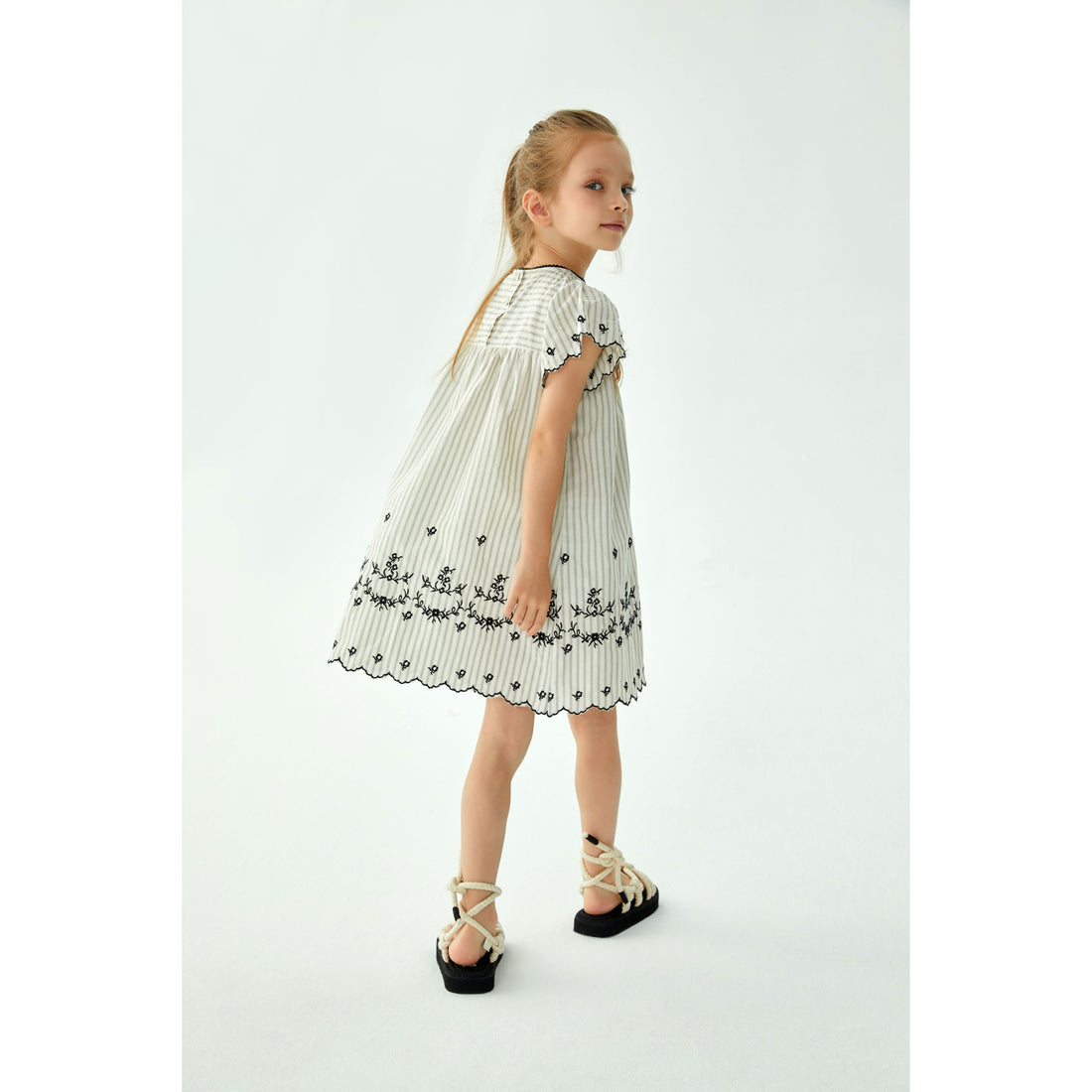 Cera Una Volta Black Stripes Lucilla Dress