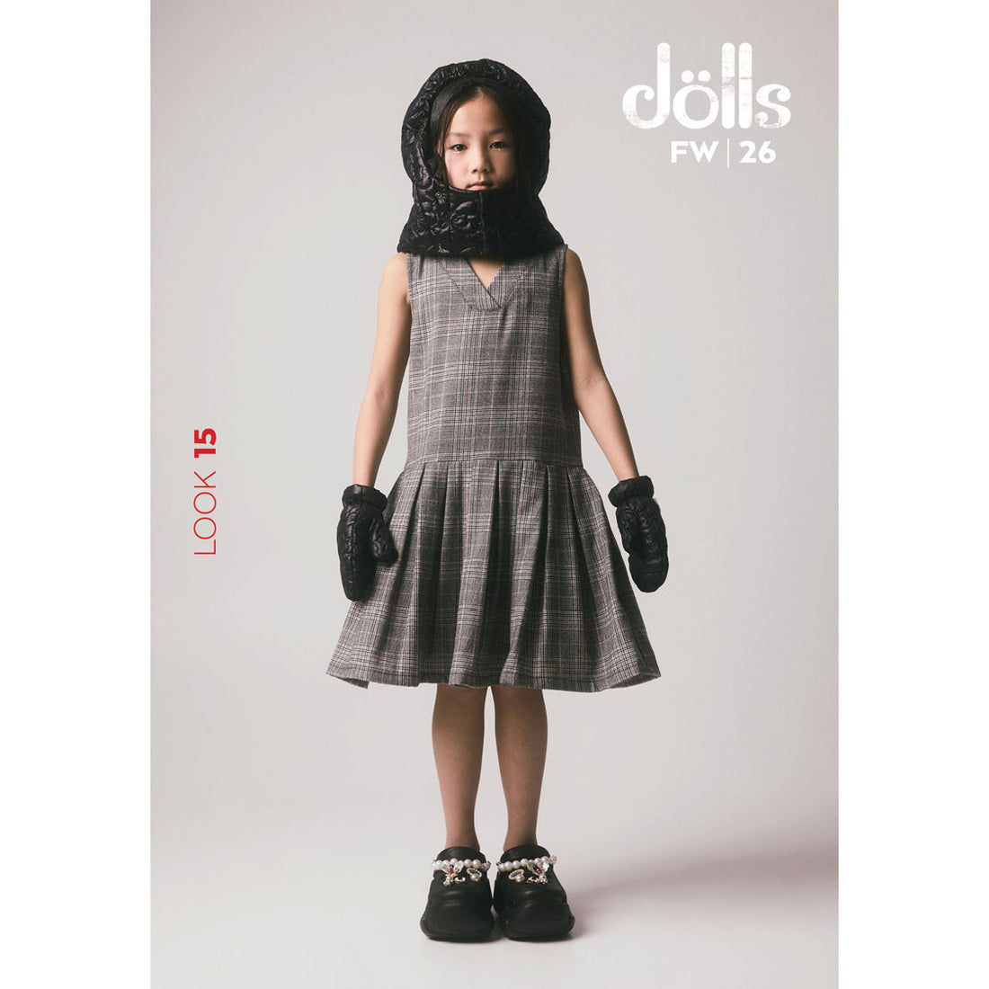 Little Creative Factory Grey Plaid Harpa Pleated Dress