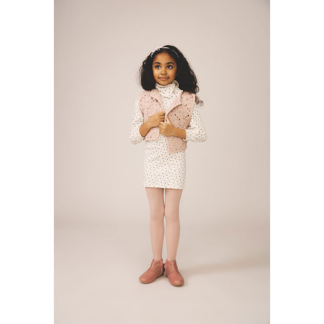 SOOR PLOOM Rose Smoke Pointelle Rib Tights