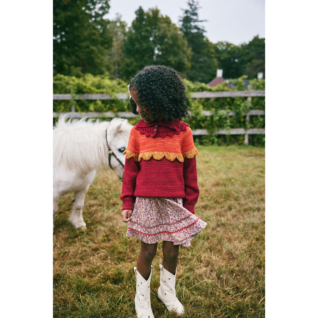 Misha and Puff Berry Scallop Yoke Sweater